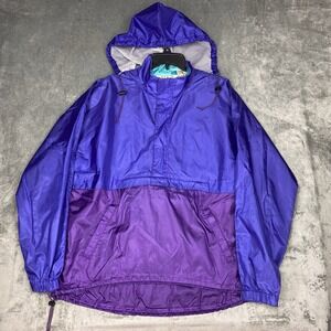 Vintage LL Bean Jacket Mens Sz L Color Block Half Zip Anorak Windbreaker Ripstop